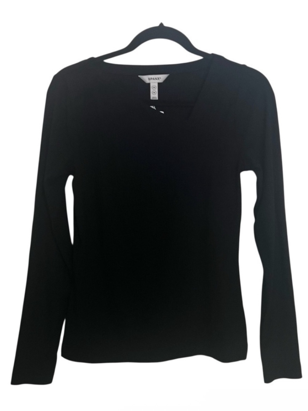 Spanx Black Stretch Rib Asymmetrical Top NWT Medium